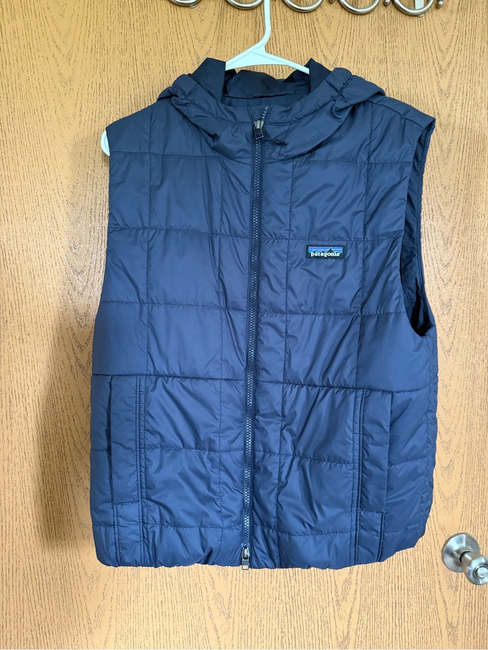 Patagonia Women’s Navy Puffer Vest with Hood